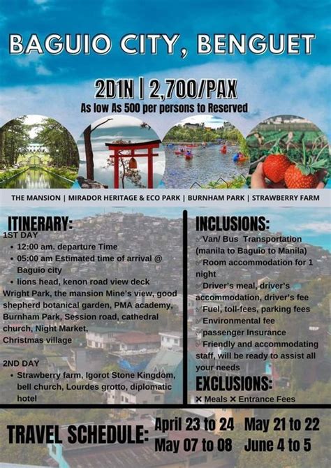 baguio tour packages|baguio itinerary 2 days.